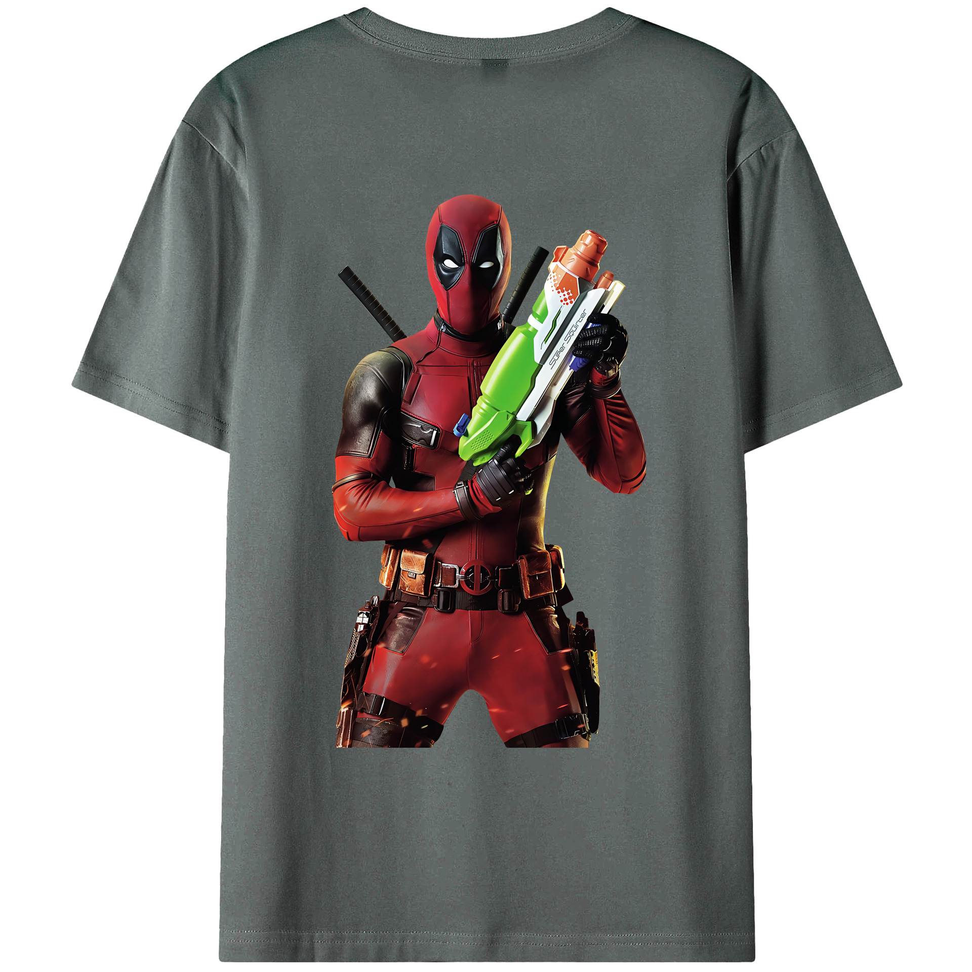 （画像用） Deadpool デッドプール 綿100％ メンズ半袖Tシャツ（バックプリント） 通気性